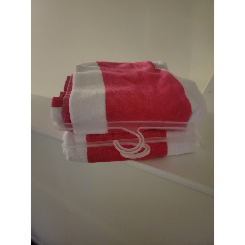 Lot Of Two New Hot Pink & White Beach Towels